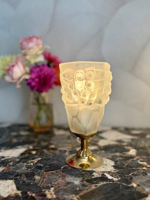 Art Deco lamp with tulip shade, signed ROS