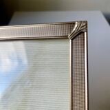 Vintage art deco silver colored metal picture frame 18.5 x 14.5 cm convex bubble glass