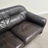 Black leather De Sede DS16 sofa, 1970s