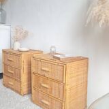 Pair of rattan bedside tables circa the 1970s.