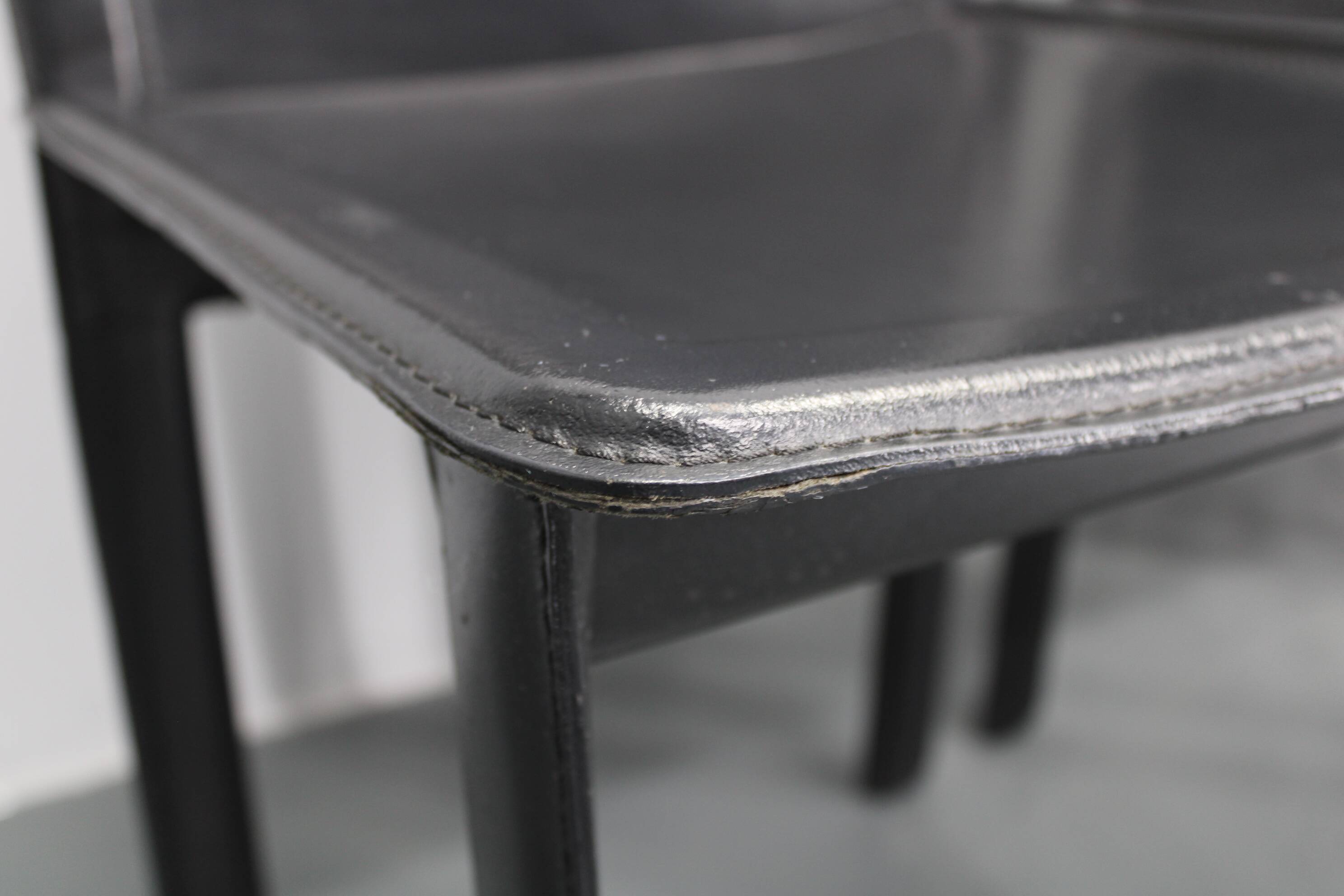 1980s Set of Four Dining Chairs in Leather in Matteo Grassi Style, Italy