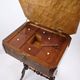 Antique sewing/side table with built-in storage - hand polished mahogany - turned legs - year 1890s