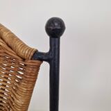 Pair of wicker and iron armchairs by Frederic Weinberg, United States, 1950s.