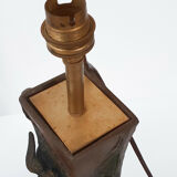 Pair of fisherman lamps art deco 1940 1940 vintage in metal & marble 30s 4