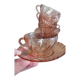 Set of 6 Rosaline Coffee Cups with Saucers in Translucent Glass