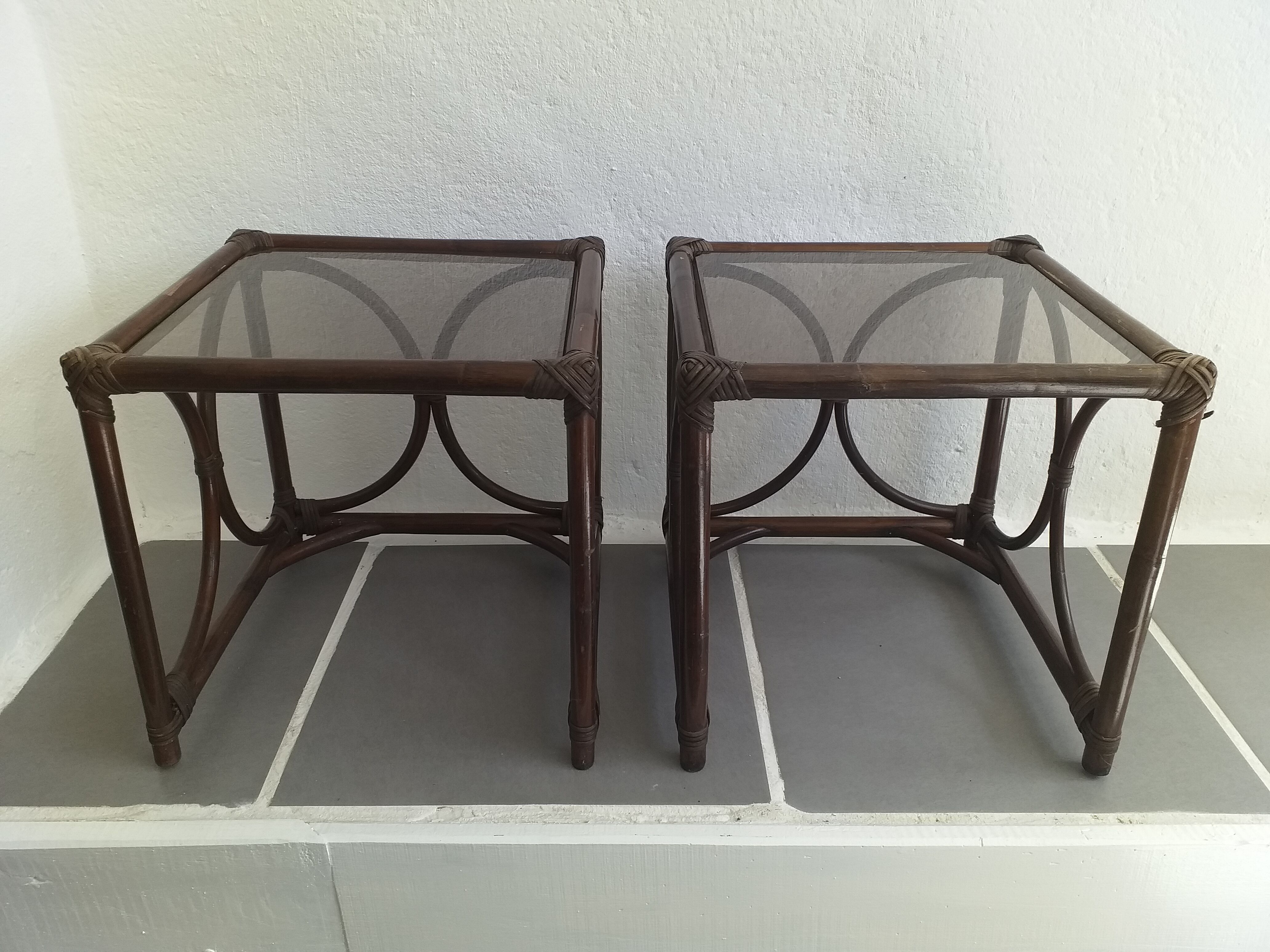 Rattan bedside tables