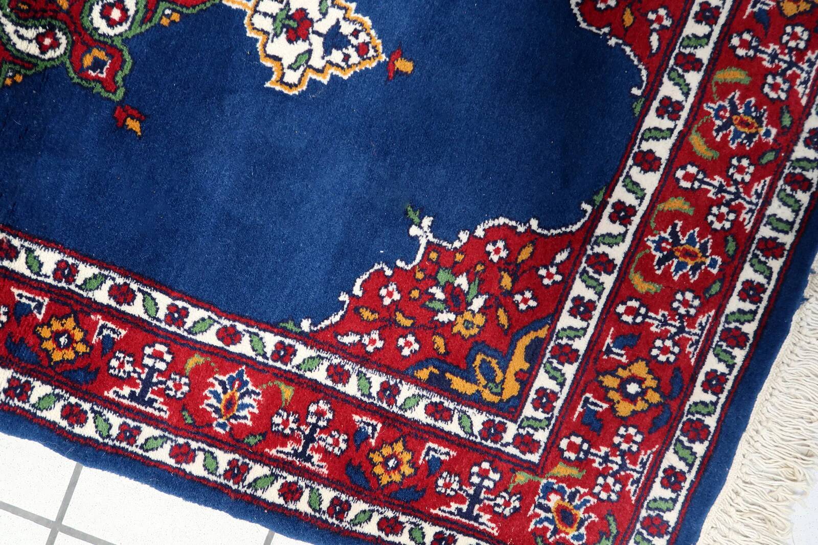 Tapis persan Kerman vintage fait main en laine 94 cm x 158 cm - années 1960 (1C1203)
