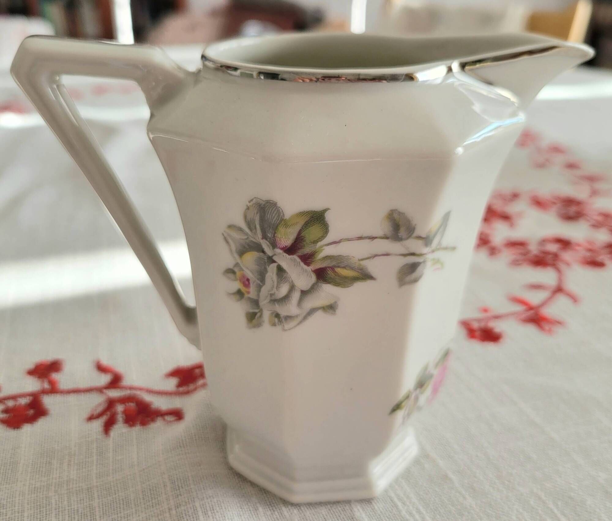 Vintage milk jug Limoges France floral decoration