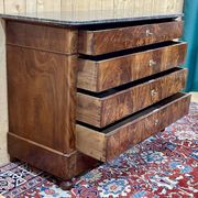 19th century Restoration chest of drawers in mahogany and marble top