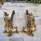 Pair of gilded bronze andirons Louis XV