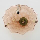 Antique Art Deco star-shaped pendant light with one burner, made of pâte de verre.