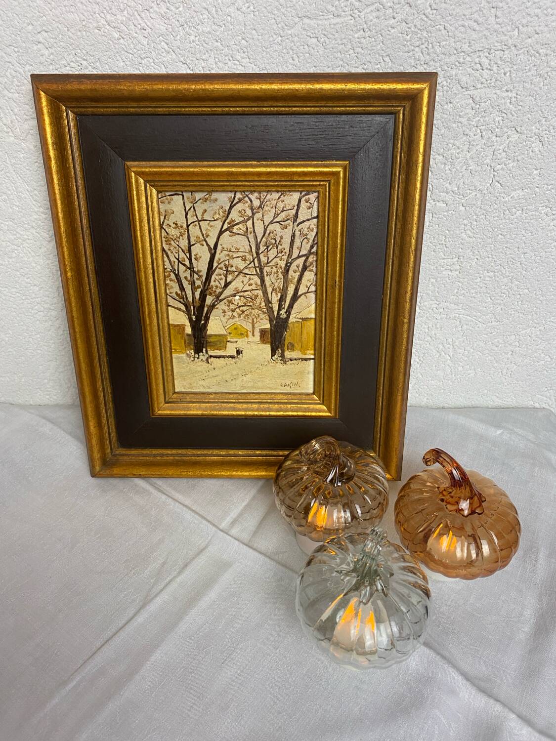 Oil on canvas signed “The two chestnut trees”