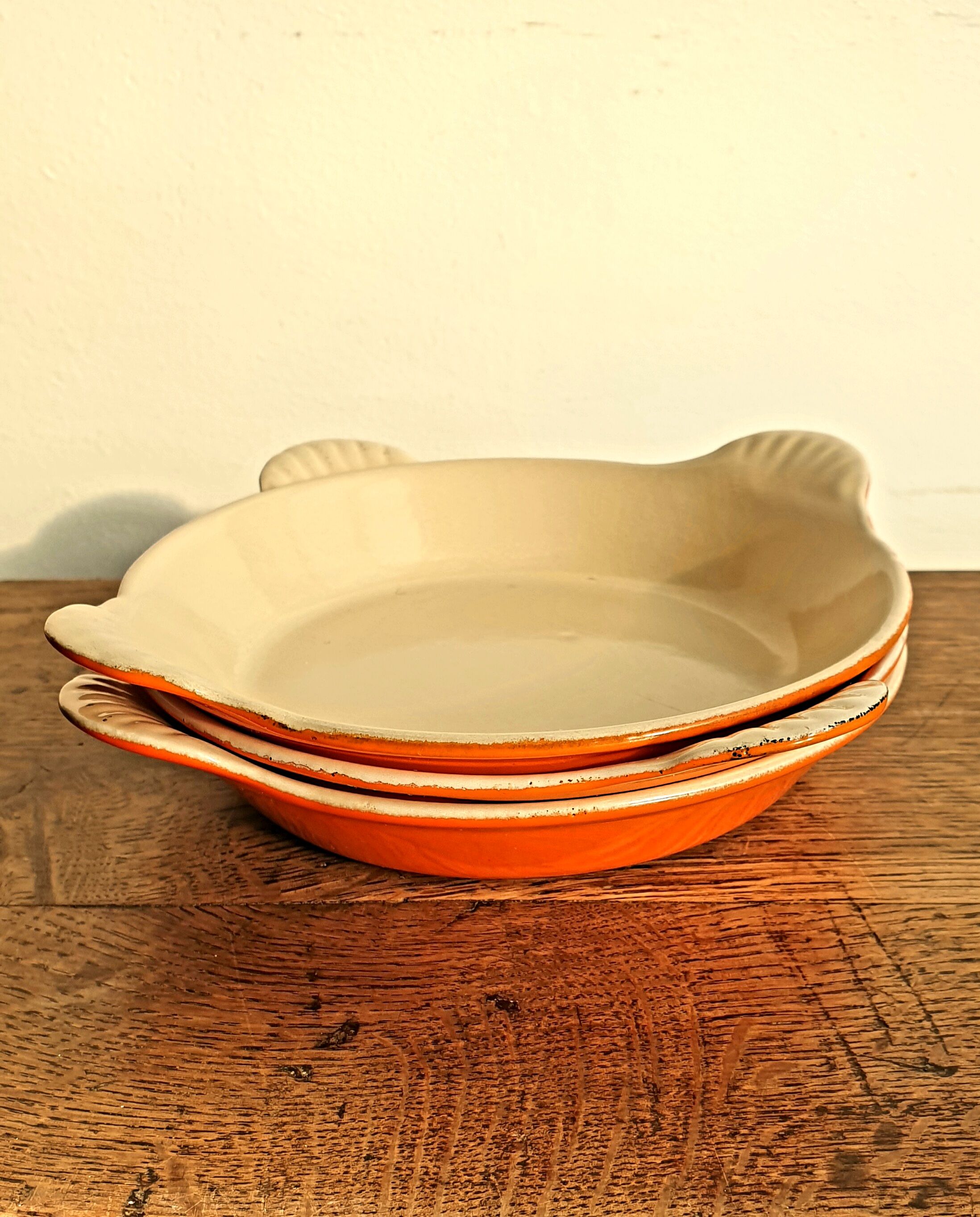 Plat Le Creuset orange vintage 1970 lot x 3