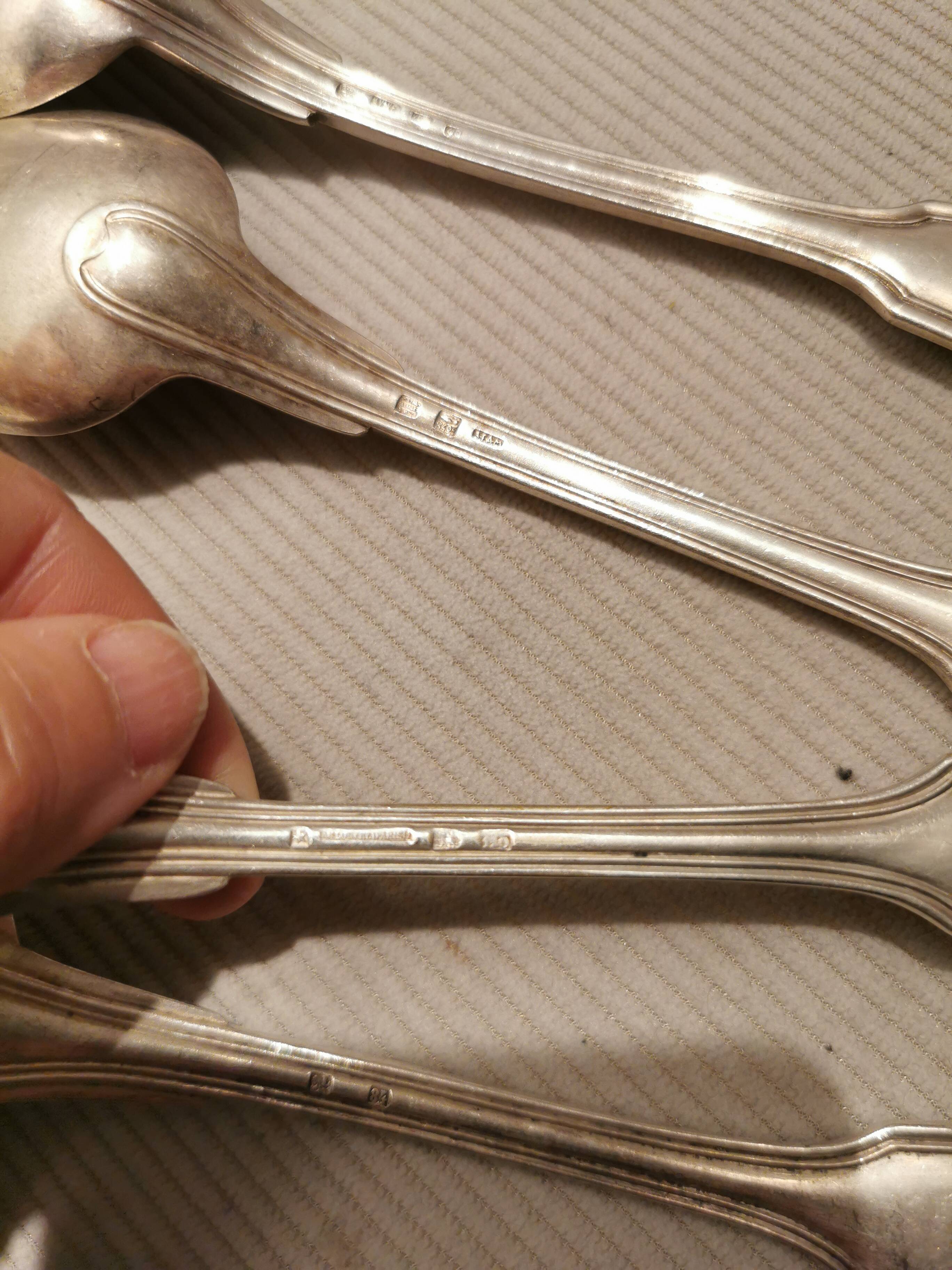 6 antique silver-plated metal spoons