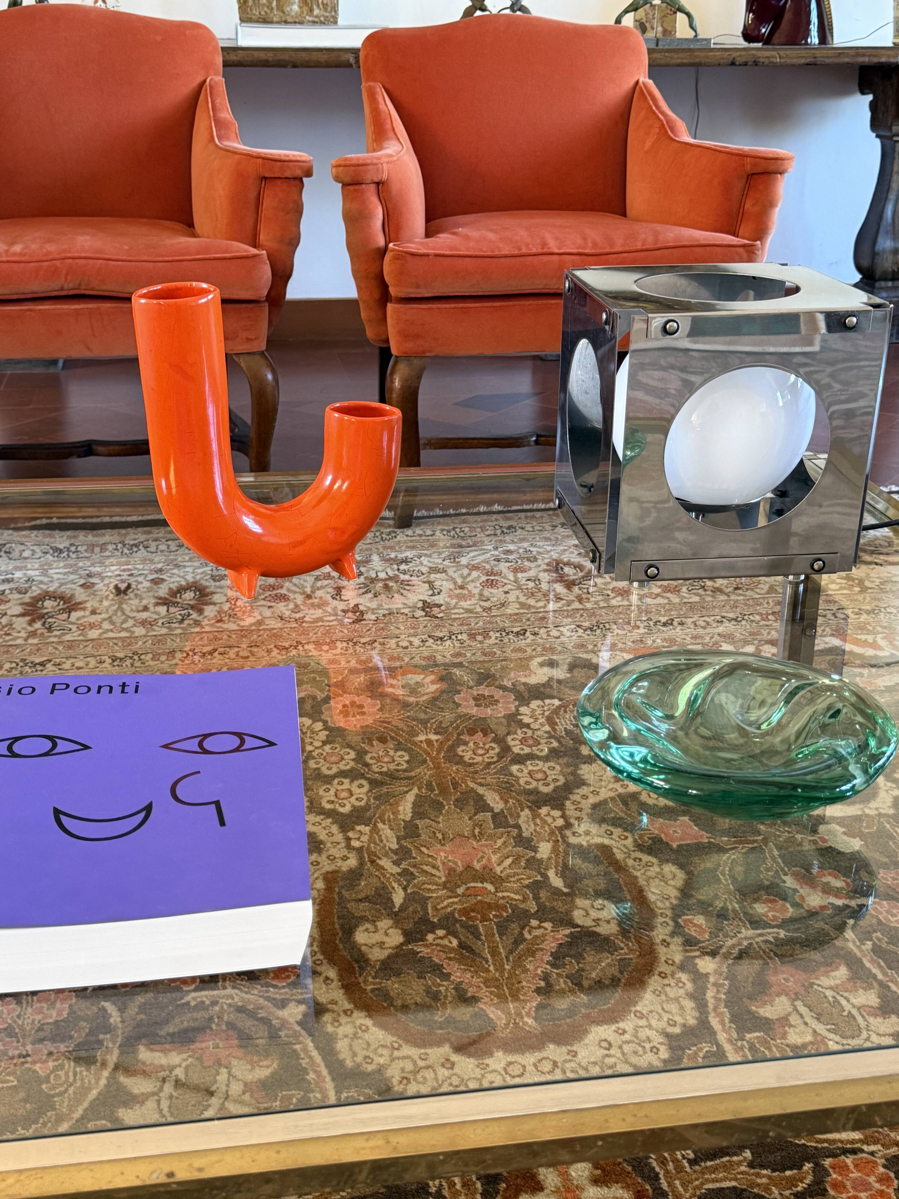 Space age orange ceramic vase, Italy ca. 1960