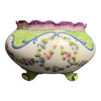 Sèvres, 20th century porcelain tripod planter with floral decoration