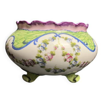 Sèvres, 20th century porcelain tripod planter with floral decoration