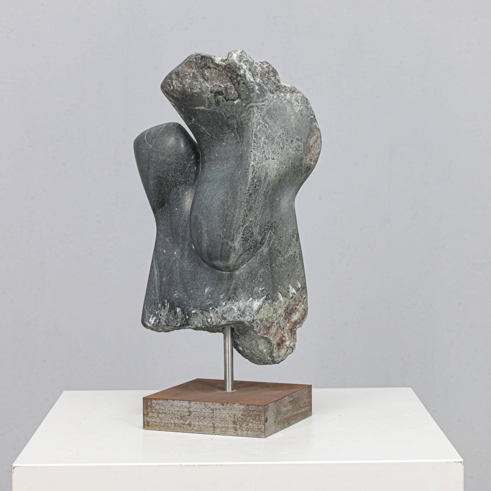 Abstract dolomite stone sculpture by Ineke van Zuuren, Netherlands, 1980s