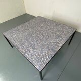 Mid-Century Modernist Rectangular Bleu Black Steel and Ceramic Coffee Table, 1960s