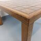 Vintage square coffee table in oak wood and ceramic from the 60s and 70s