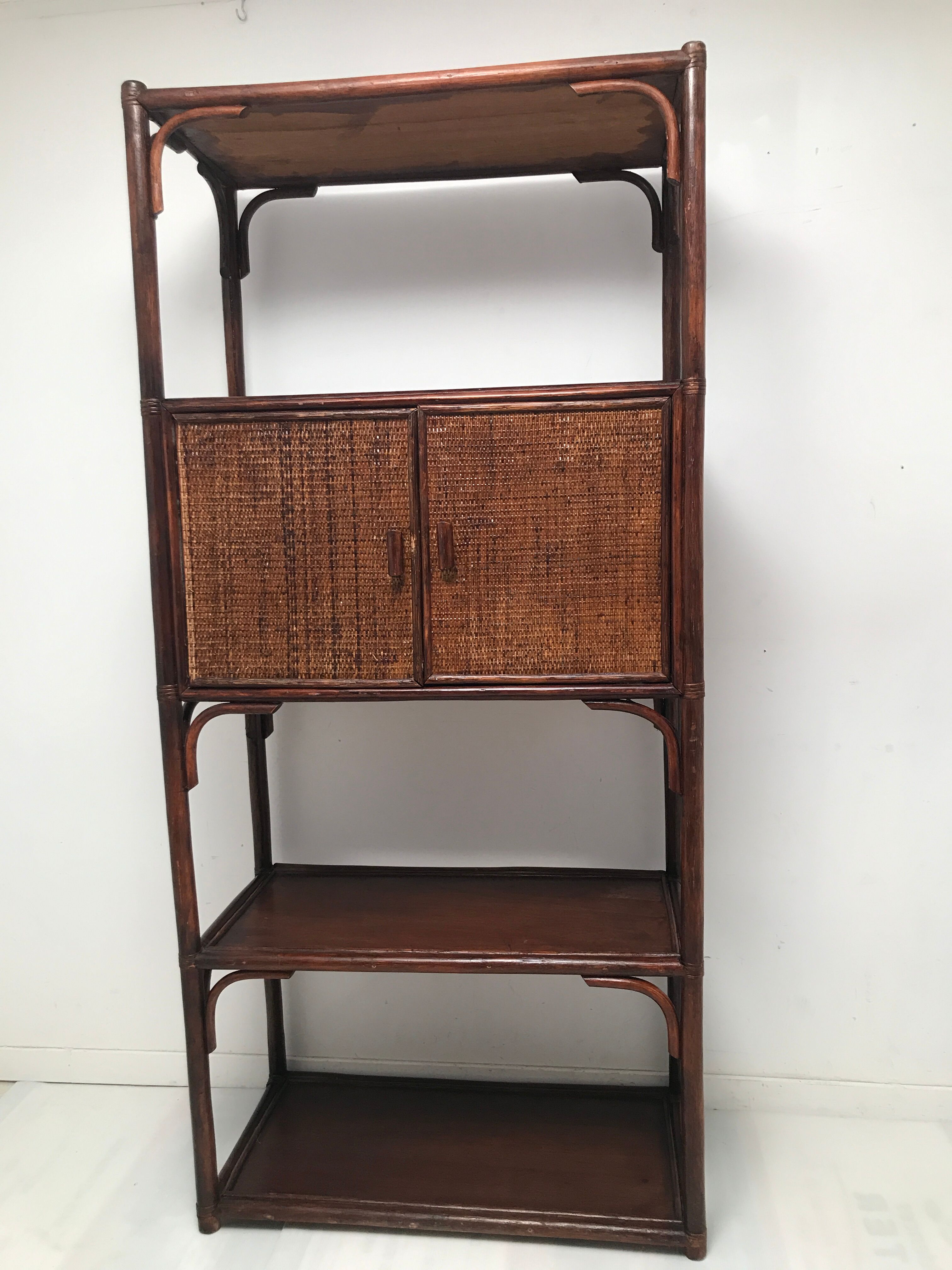 Library Vintage bamboo shelf colonial style