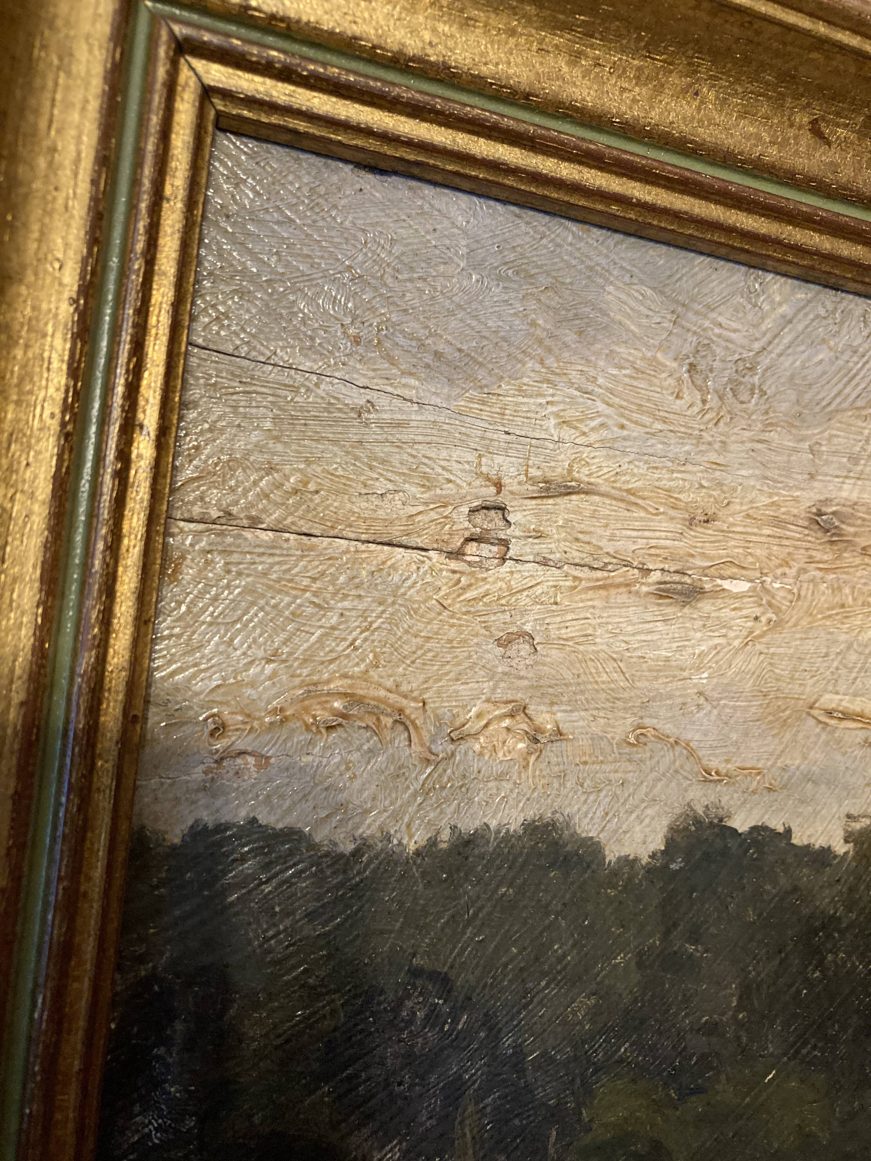 Landscape painting on wood