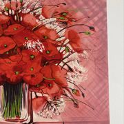 Lithographie originale signée Michel Henry - Bouquet de Coquelicots