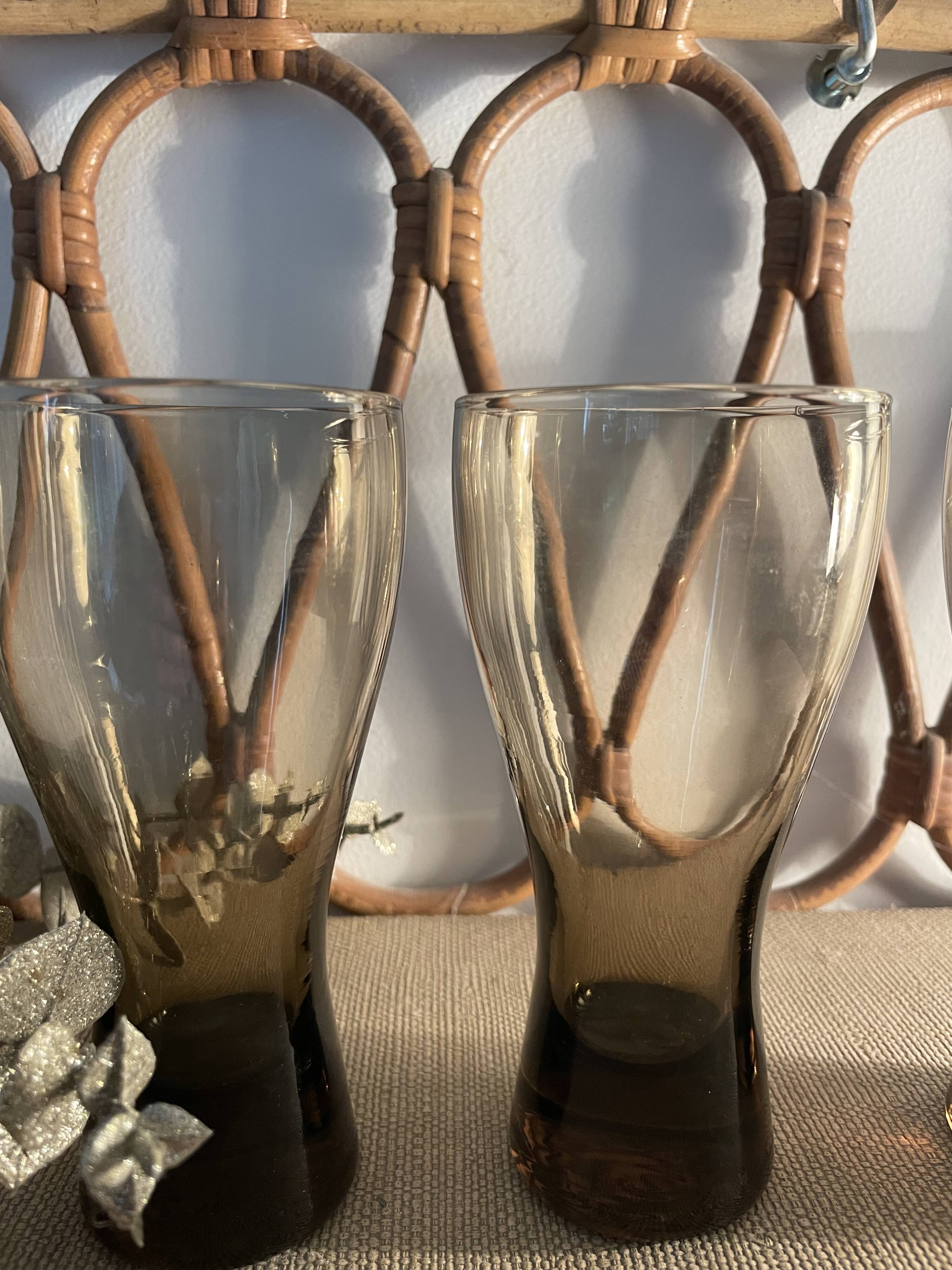 3 Luminarc smoked glass orangeade glasses