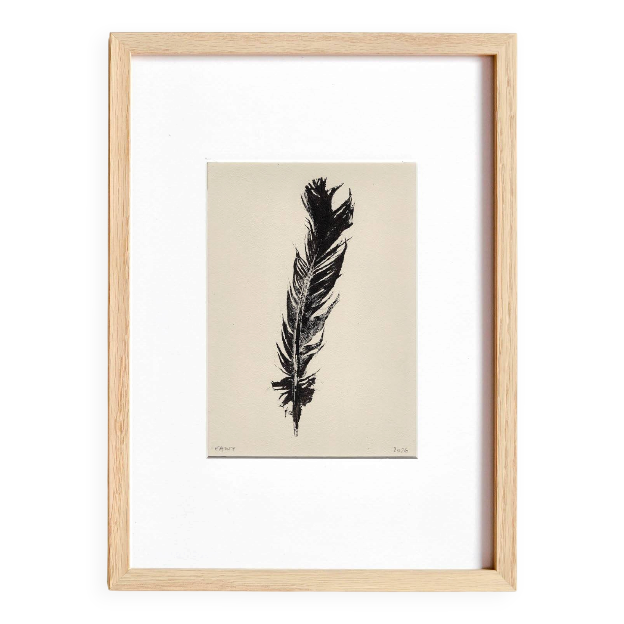 Acrylic painting on black feather paper signed Eawy.