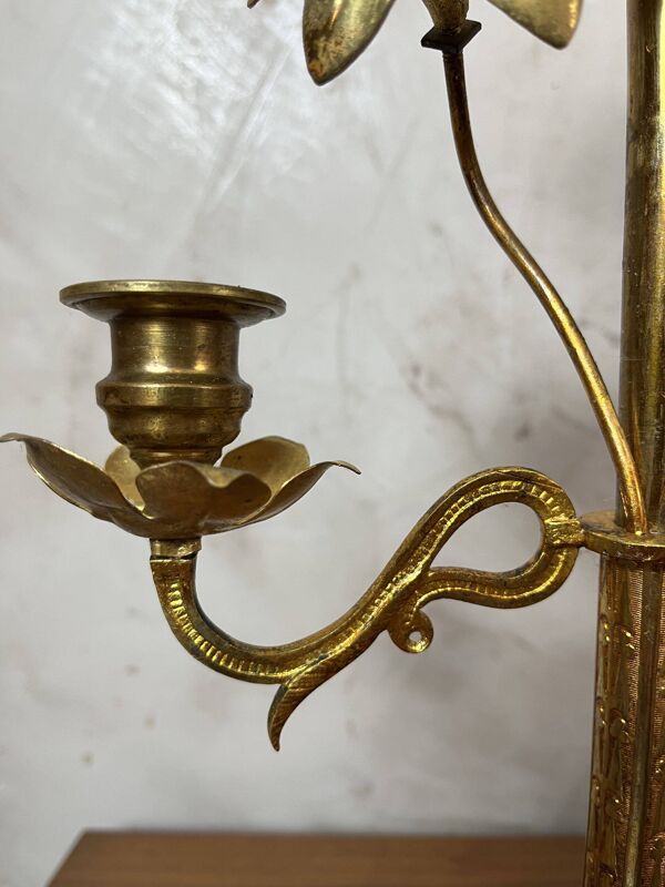 Chandelier fleurs en laiton