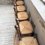 Straw chairs oak 1940s Dudouyt