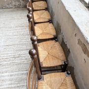 Straw chairs oak 1940s Dudouyt