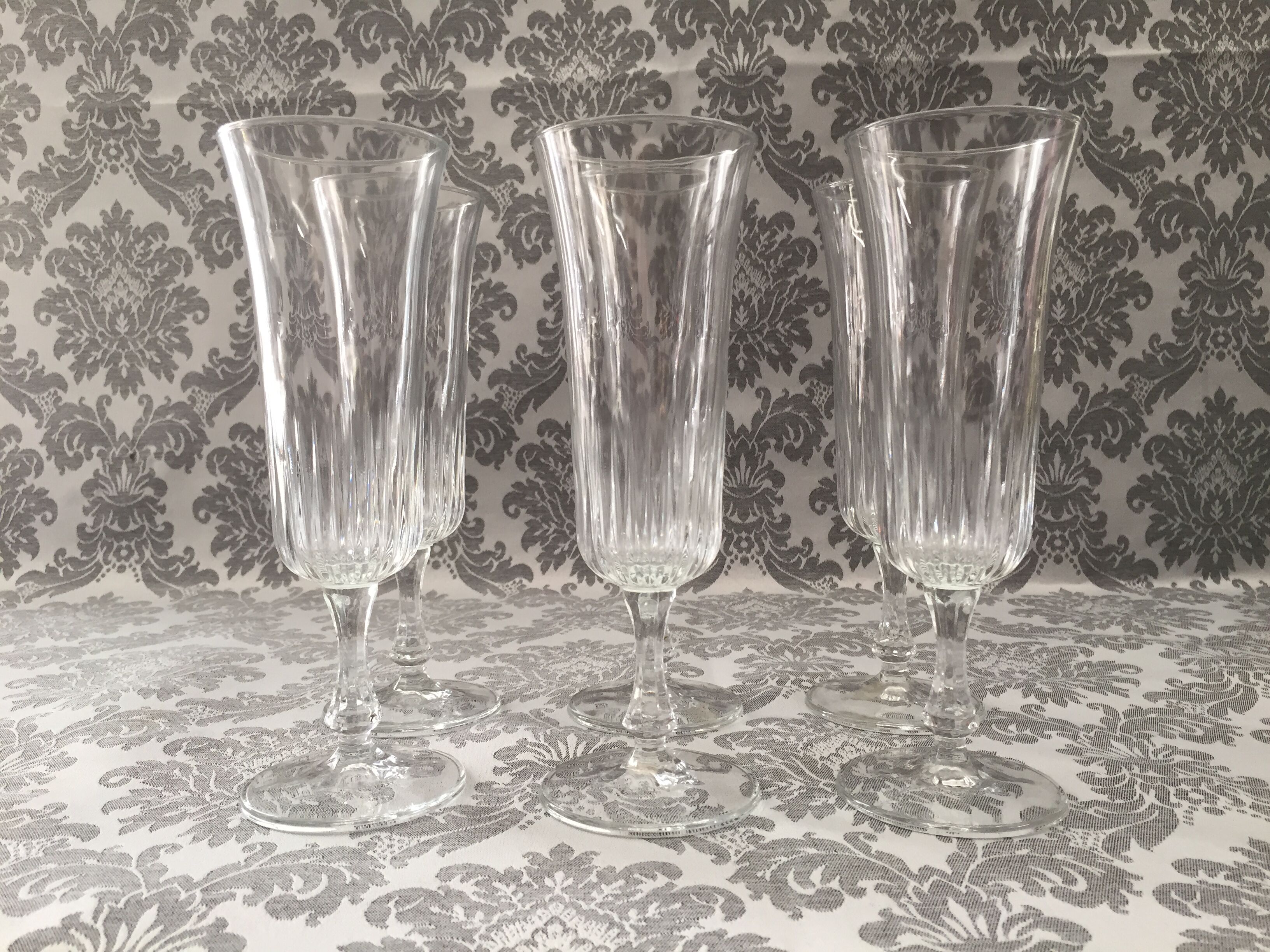 Champagne pressed molded glass flutes