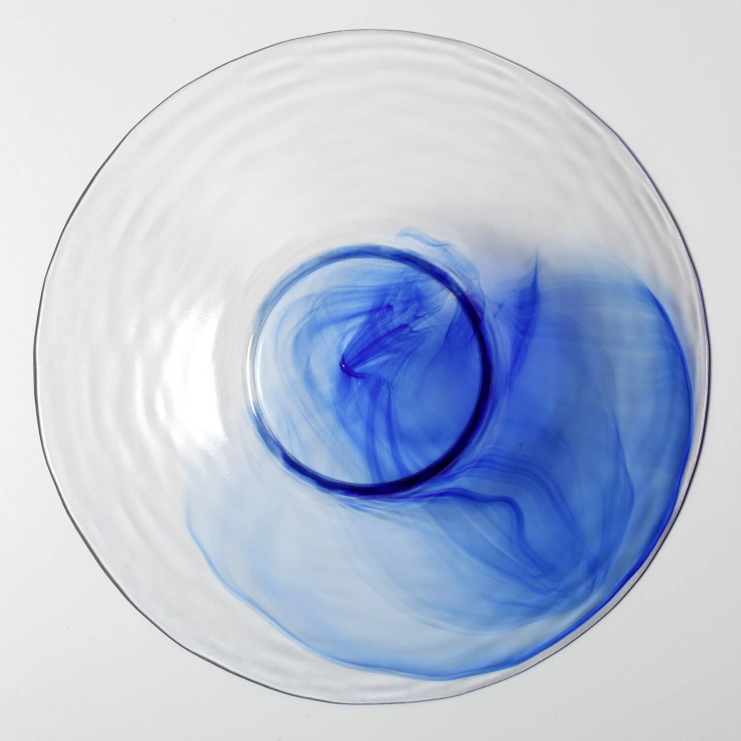 Mid-Century Bormioli Rocco Blue Swirl Glass Bowl - Italy 1990s