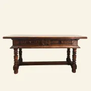 Large Castilian table with drawers and turned legs, early 20th century.