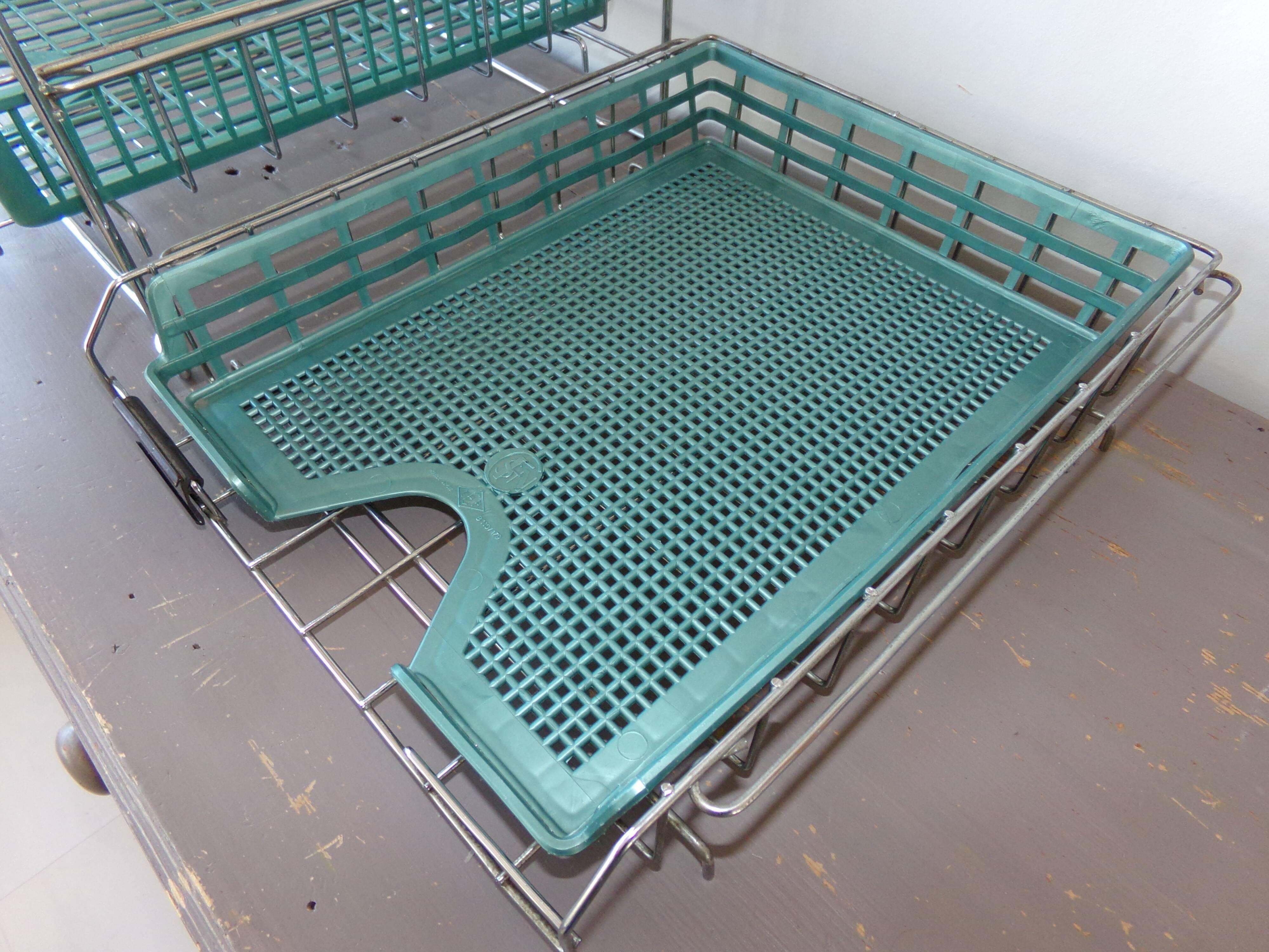 Banette of 2 metal mail baskets 70s