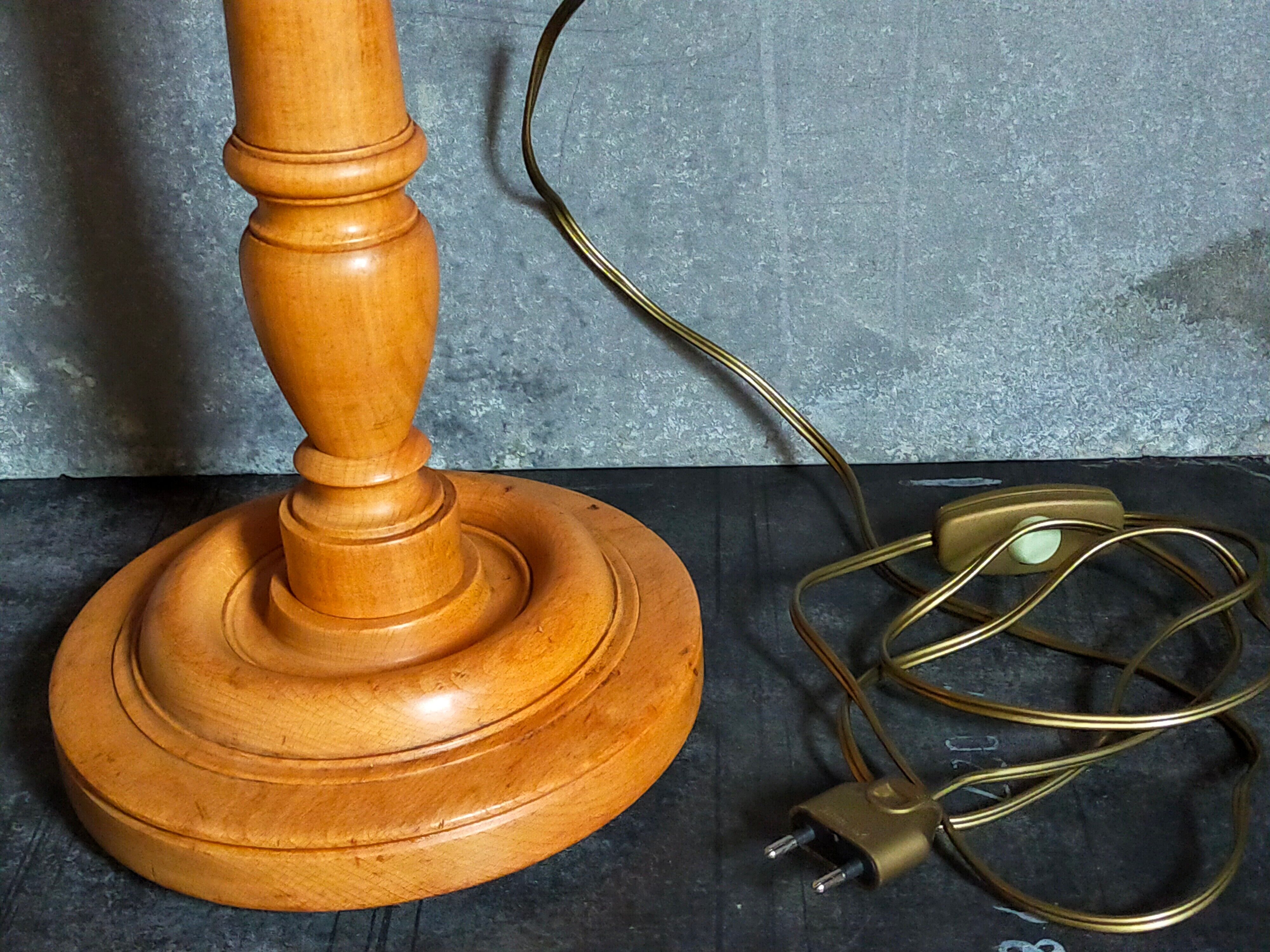 Old solid turned wooden lamp base