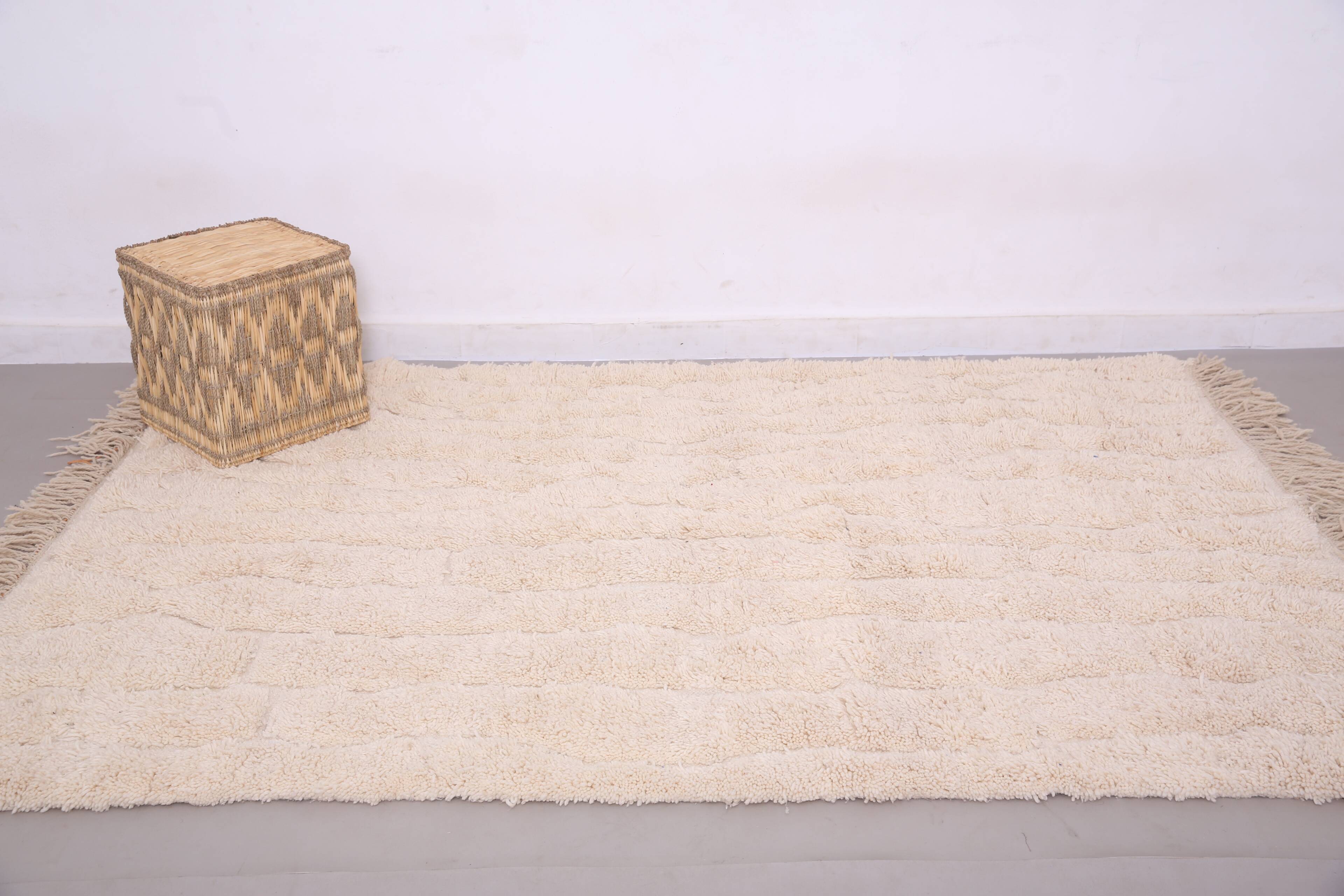 Cream Handmade Moroccan Rug 167 x 242 cm - Beige Beni Ourain Rug Berber