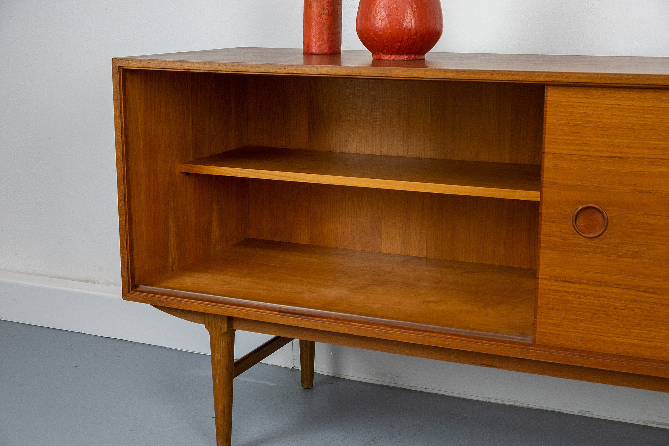 Vintage Sideboard in Teak with sliding door and drawers, 1960s