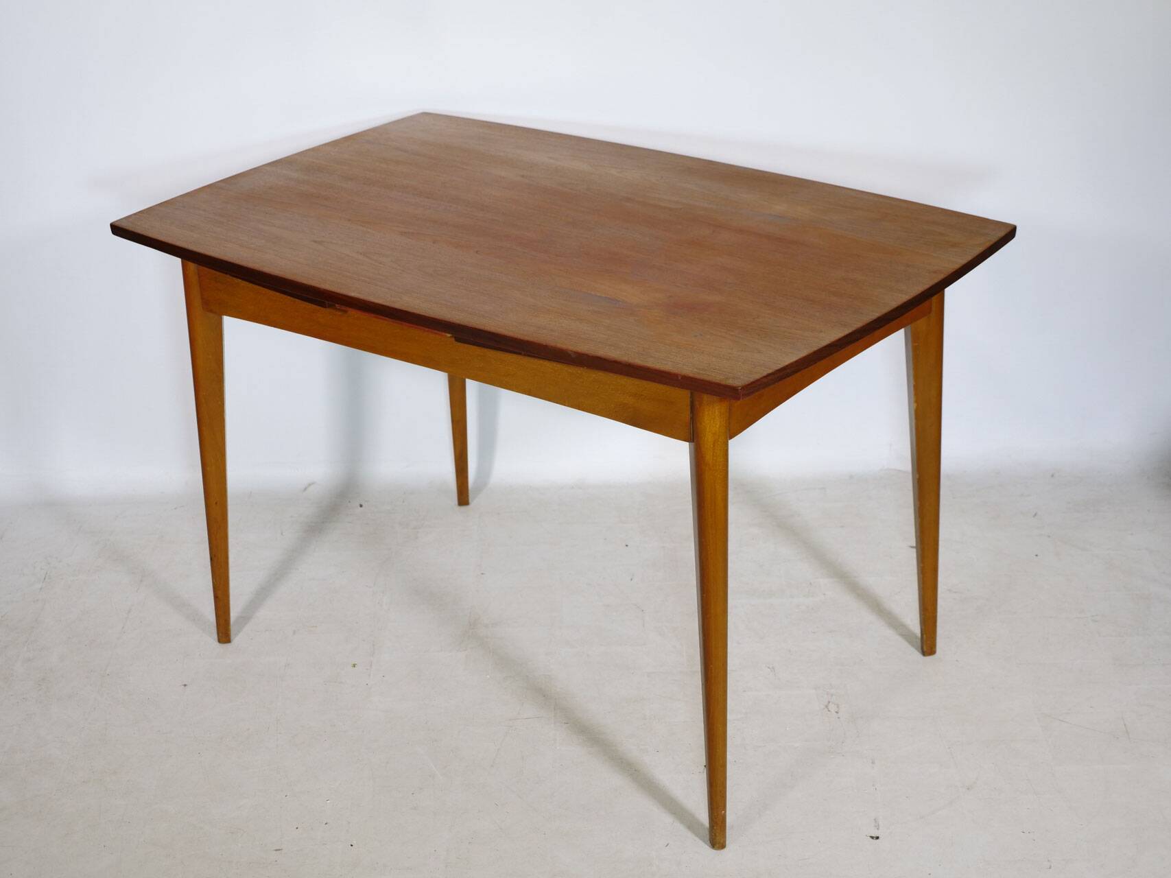 Double-extendable vintage mid-century teak dining table, 1960s