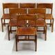 Set of 6 Maison Regain Chairs - Solid Elm and Fawn Leather - Circa 70