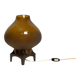 Mid-Century Modern 1960s-70s Table Lamp, Amber Glass Shade and Metal Base