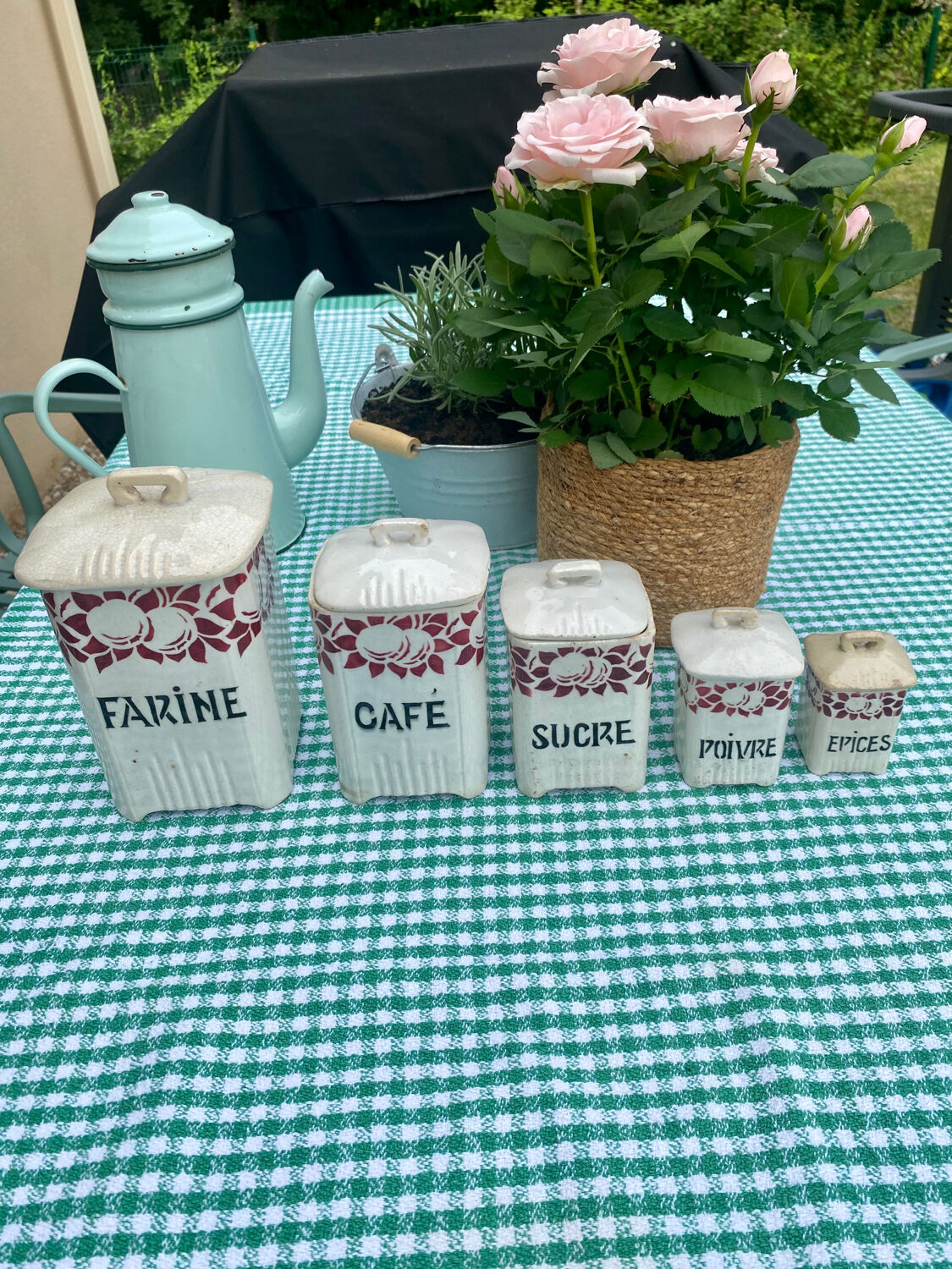 Series of vintage spice jars