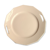 Ancient dish with anses in rose ceramics signed saint-amand