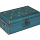 Indian travel trunk blue metal Victorian era