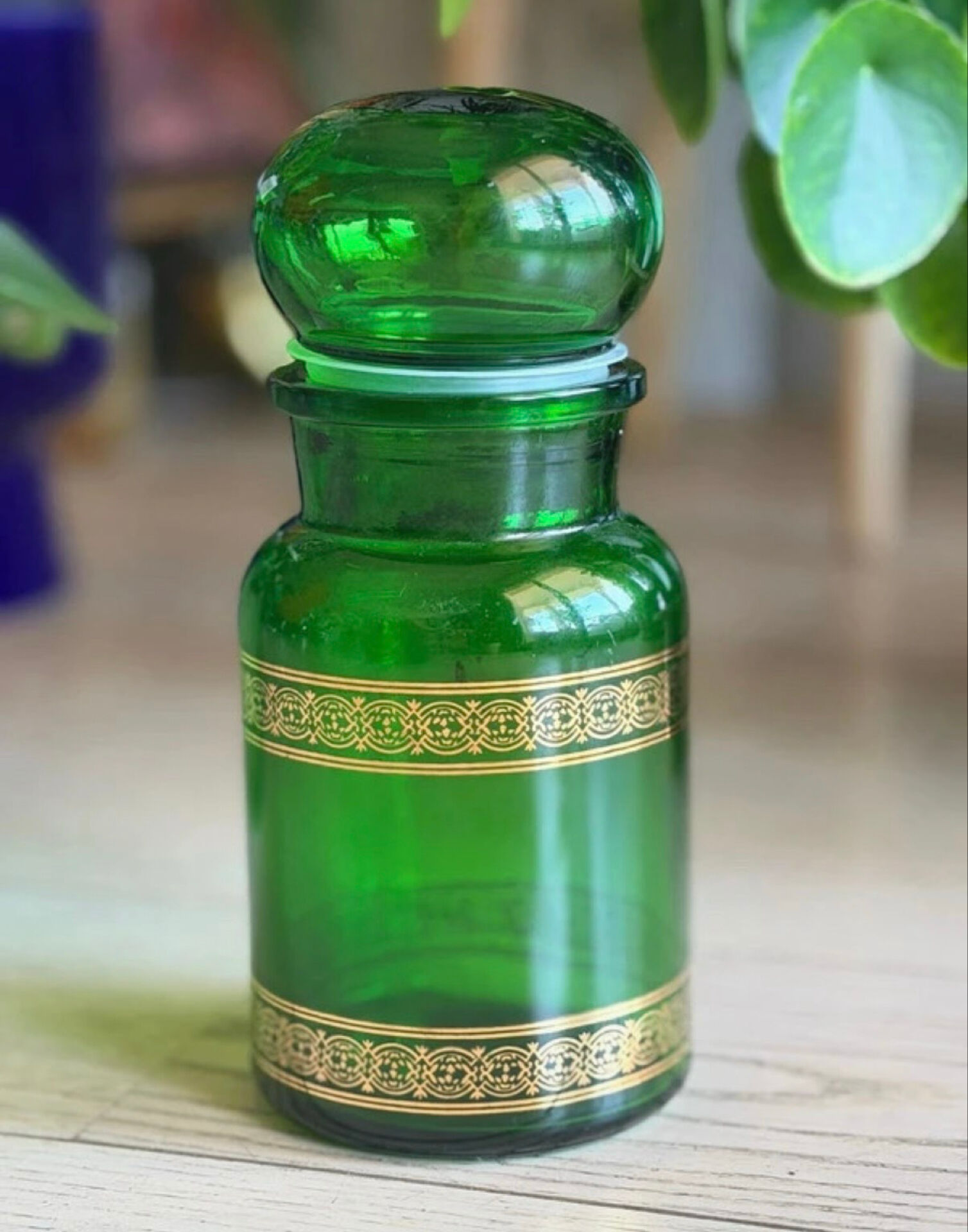 Vintage green apothecary jar