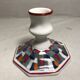 Bougeoir céramique blanche + motifs peints couleurs signé bd vintage