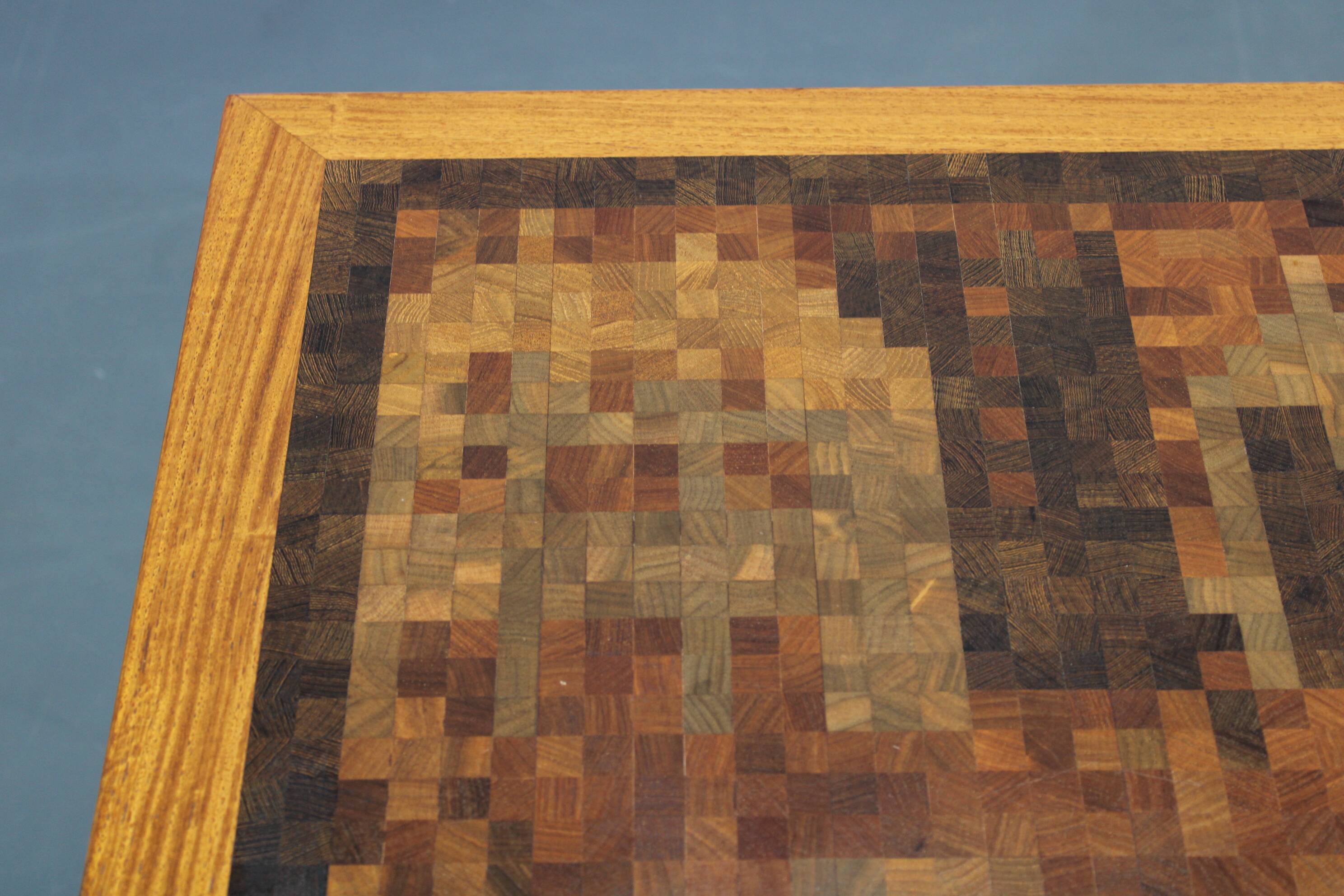 1980s Danish end-grain mosaic coffee table by Middelboe & Linduma for Tranekaer