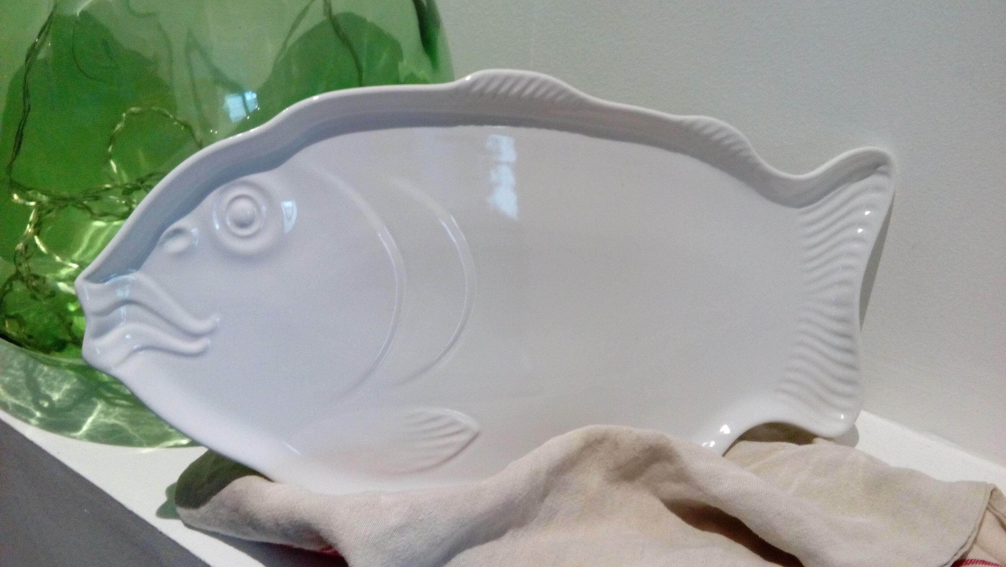White porcelain fish dish