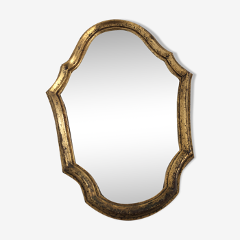 Miroir bois doré de style Louis XV sobre - 22x33cm